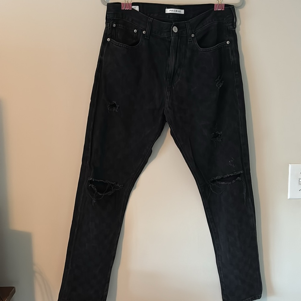 Pacsun black checkered men’s skinny jeans distressed
